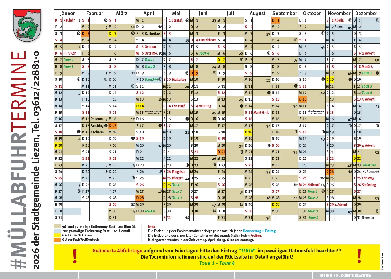 Müllabfuhrkalender - Abfuhrkalender Liezen
