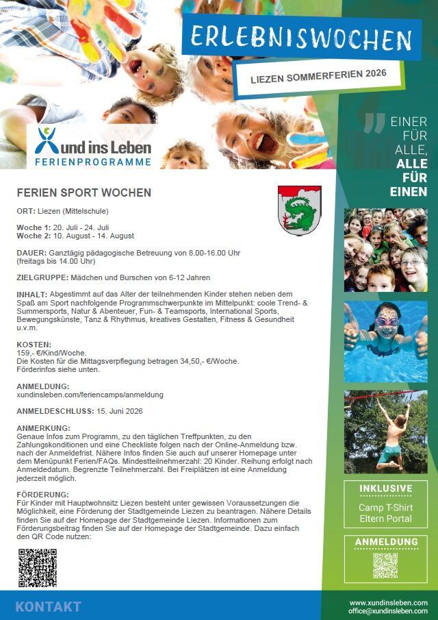 Anmeldung Erlebniswochen Liezen 