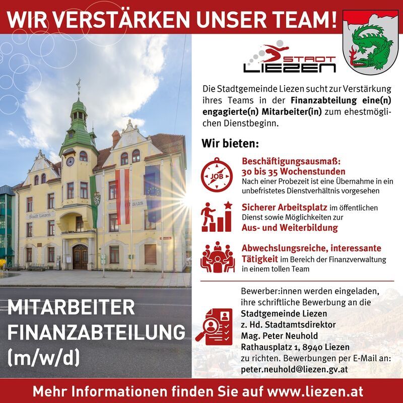 Stellenausschreibung Finanzverwaltung